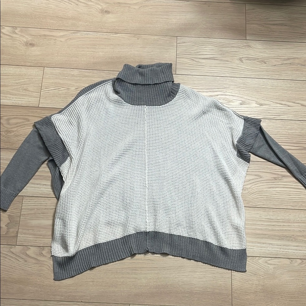 Francesca's Collections Gray and White Cowl Neck Sweater